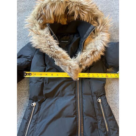 $1800 Mackage Trish Black Hooded Kay Down Parka Coat Jacket W Fur Collar Sz XXS - Picture 11 of 16